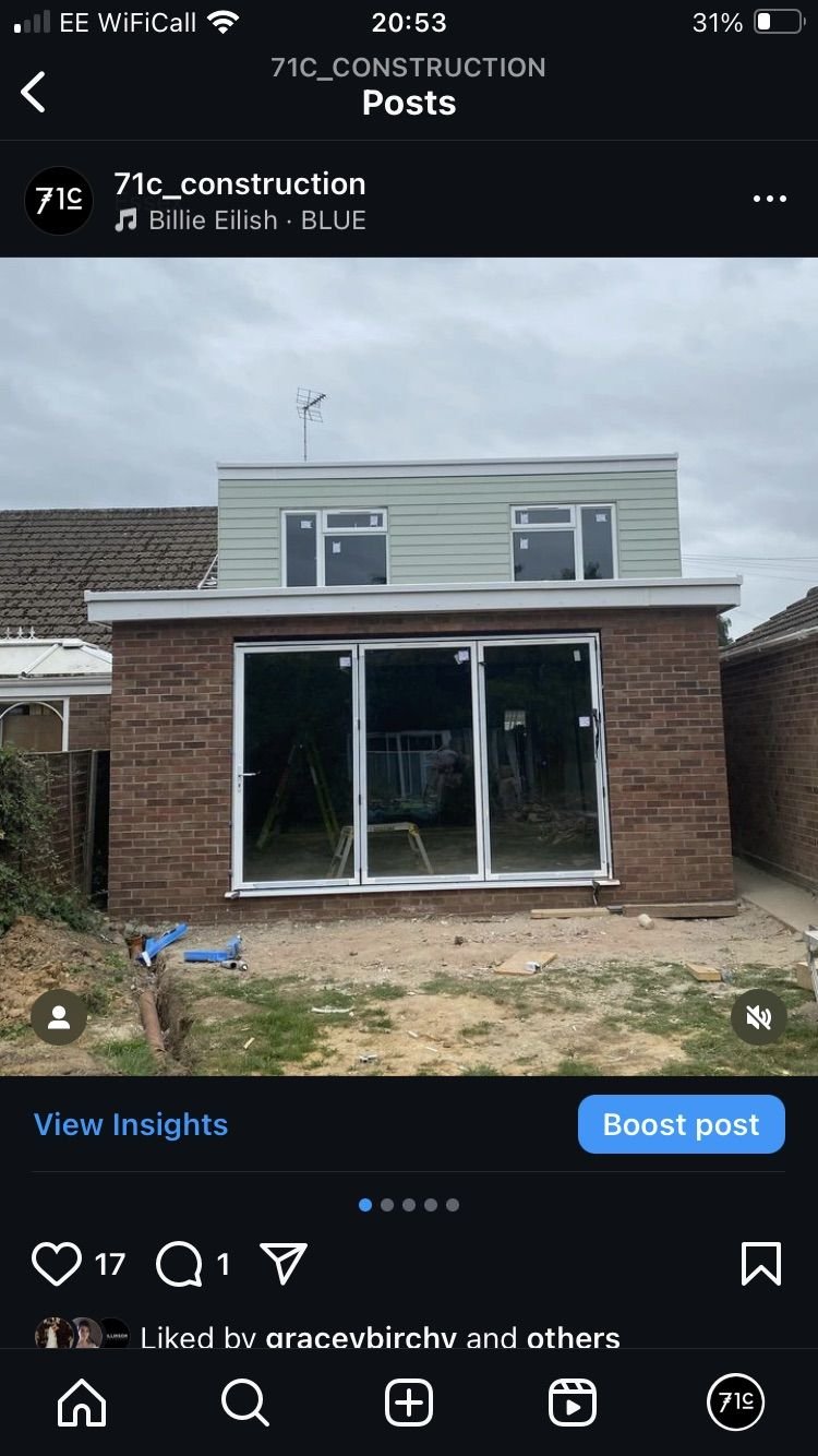 A finished rear extension with bi-fold doors