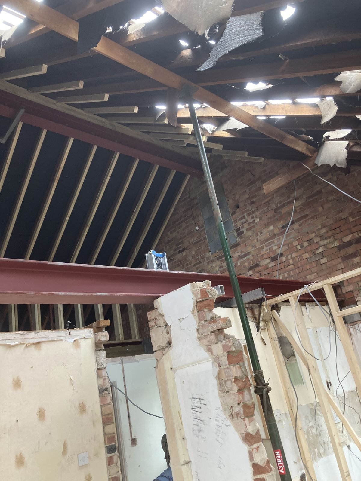 A new steel beam fitted during a loft conversion